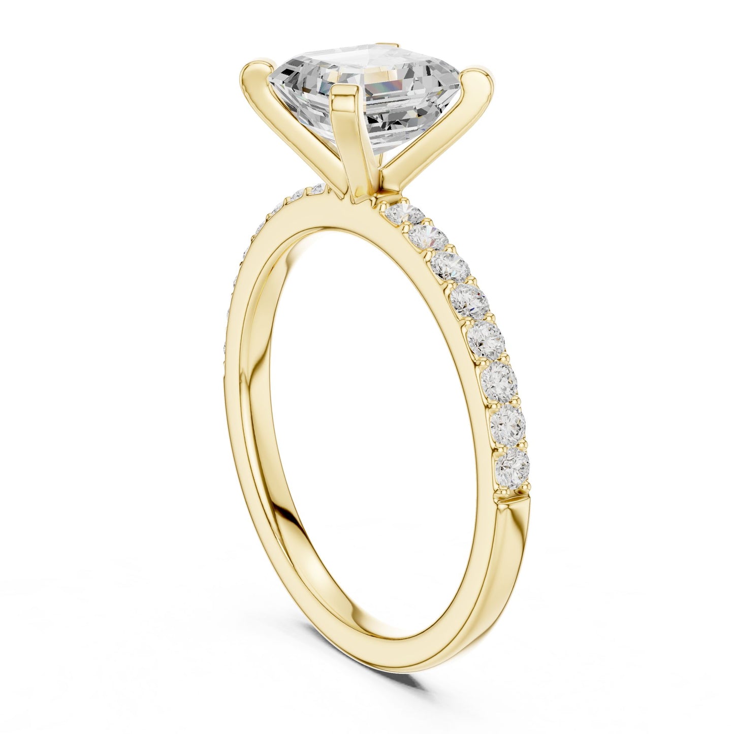 Emerald Lab Grown Diamond Pave Engagement Ring