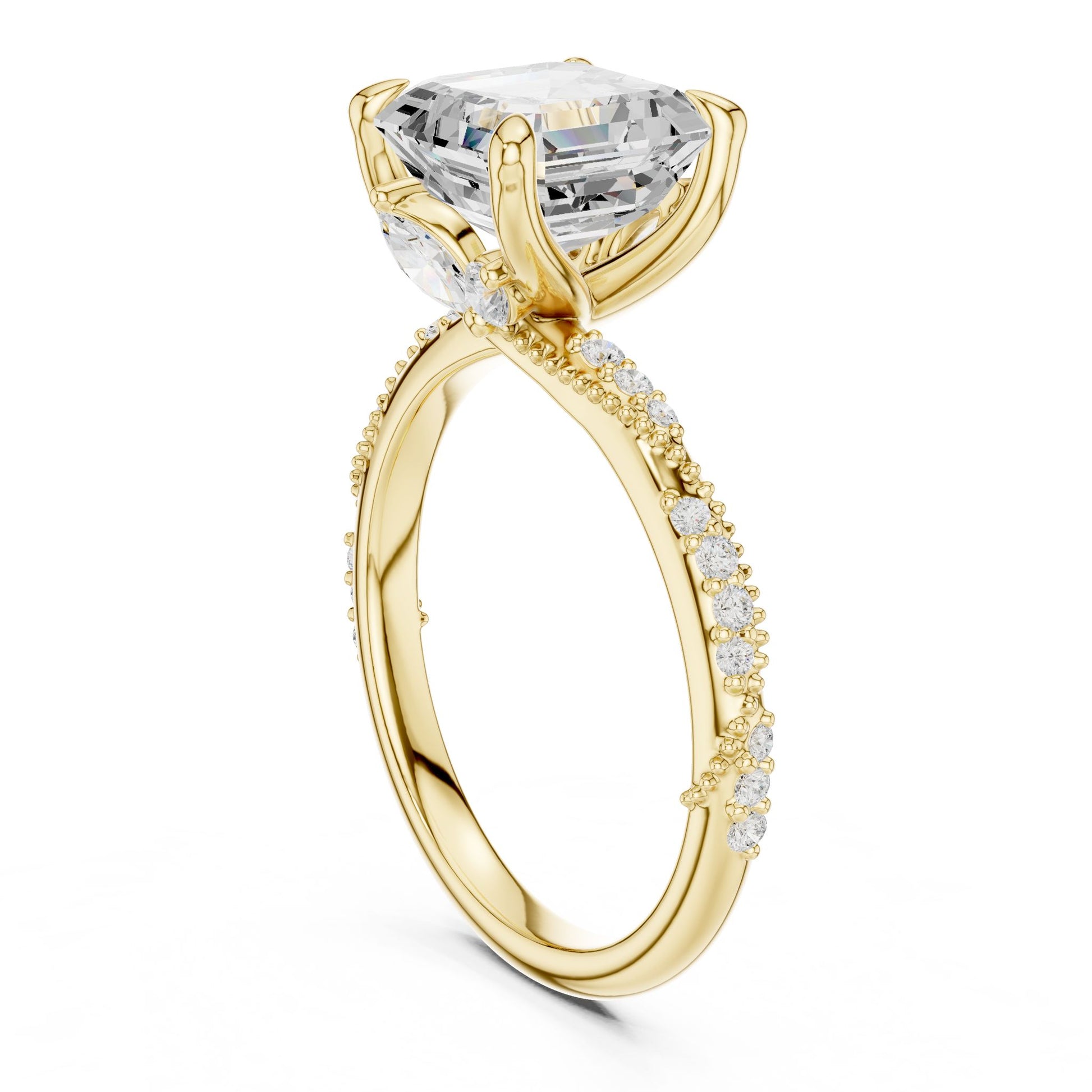 Emerald Lab Grown Diamond Pave Engagement Ring