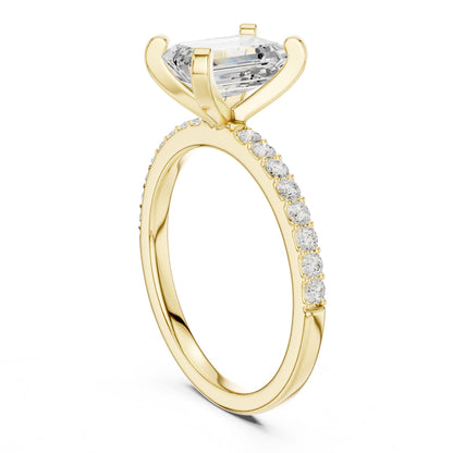 Emerald Lab Grown Diamond Pave Engagement Ring