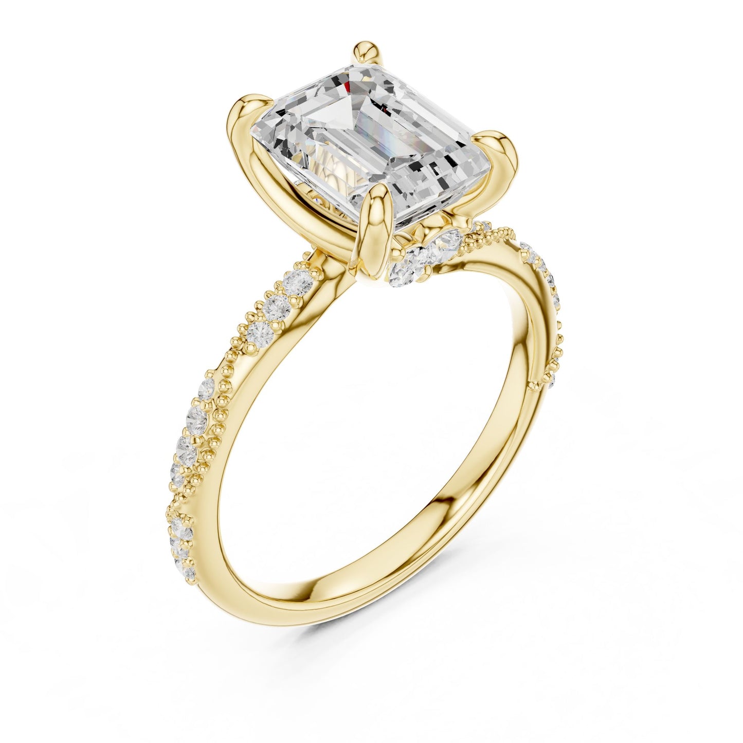 Emerald Lab Grown Diamond Pave Engagement Ring