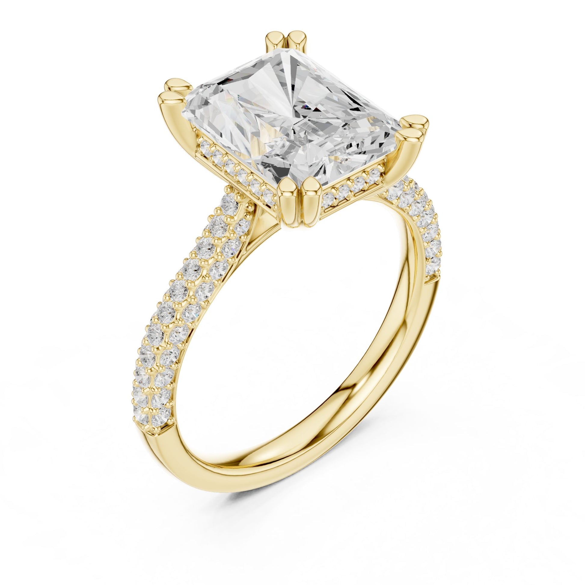 Emerald Lab Grown Diamond Pave Engagement Ring