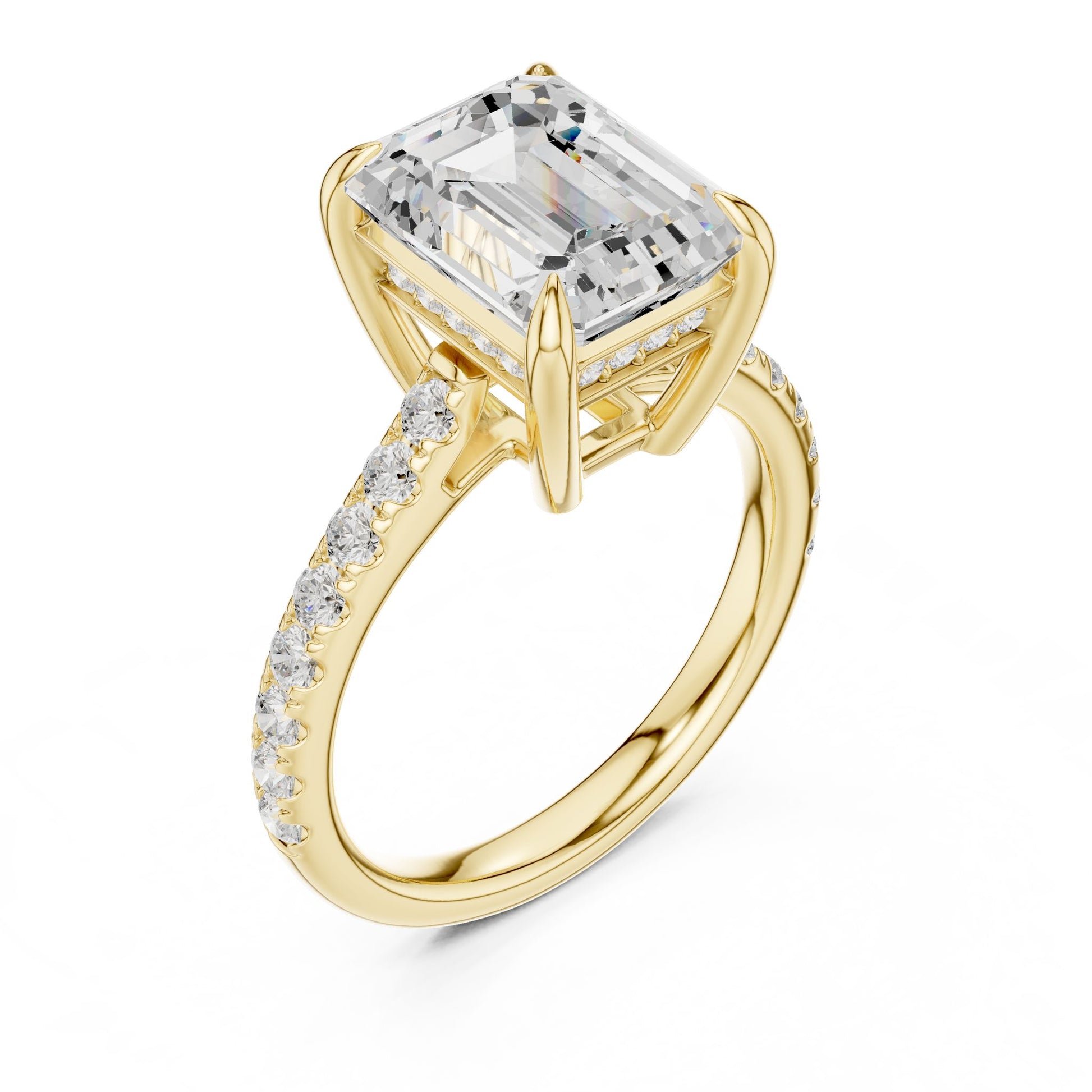 Emerald Lab Grown Diamond Pave Engagement Ring