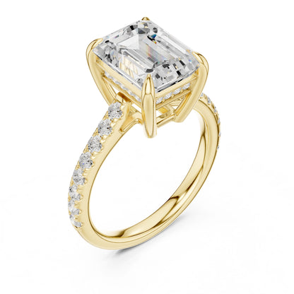 Emerald Lab Grown Diamond Pave Engagement Ring