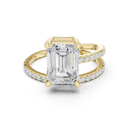 Emerald Lab Grown Diamond Pave Engagement Ring