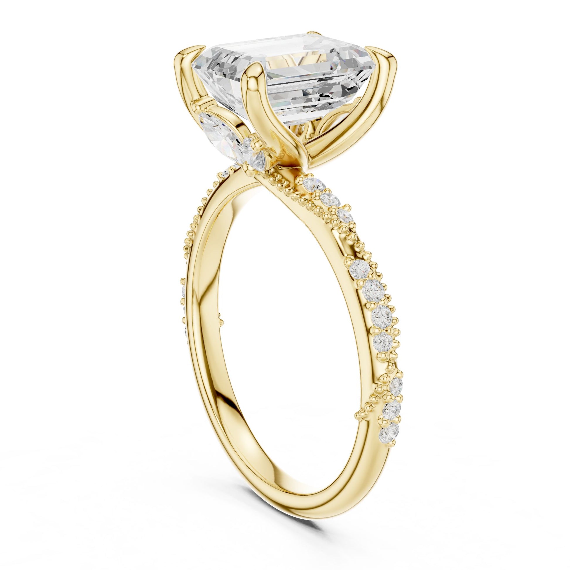 Emerald Lab Grown Diamond Pave Engagement Ring