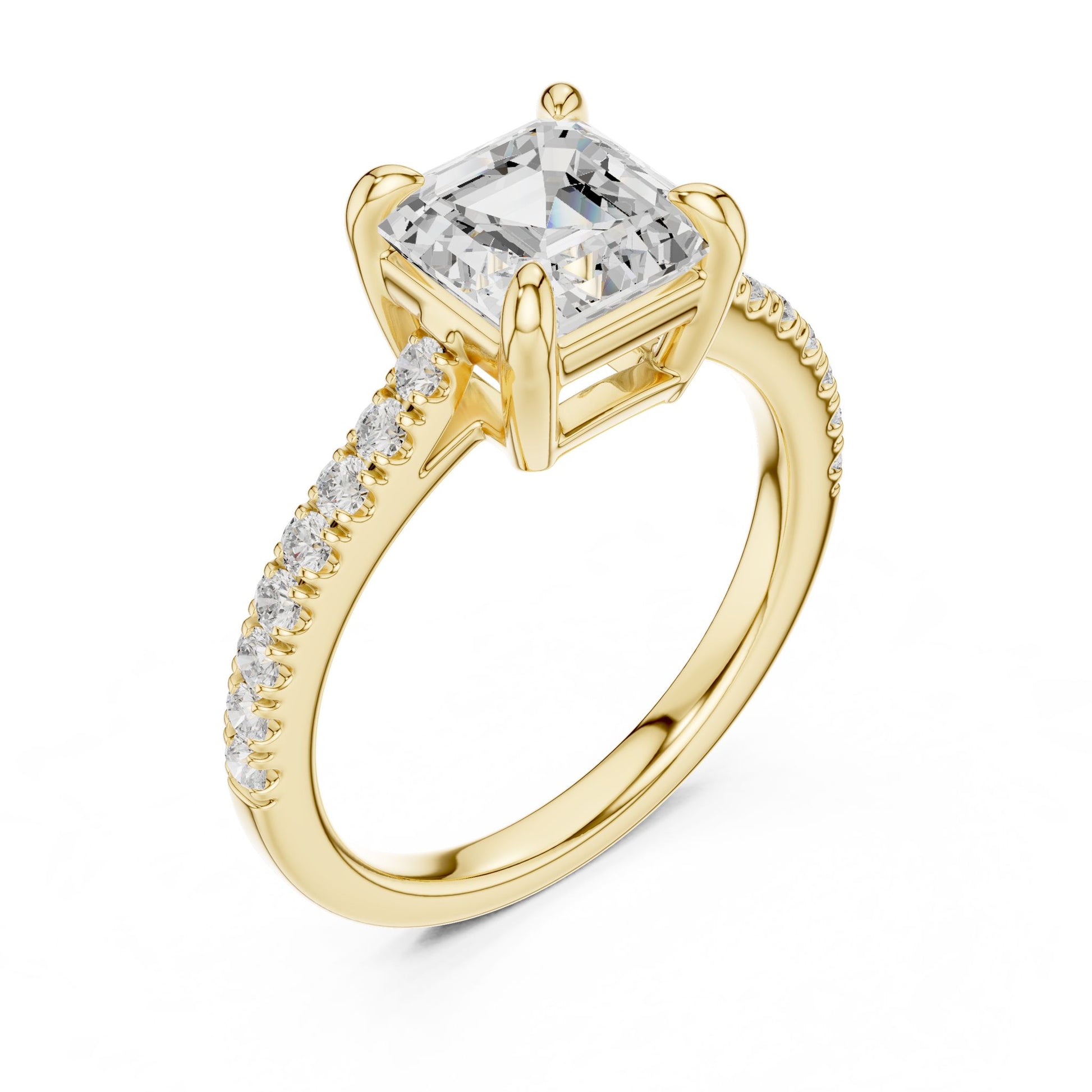 Emerald Lab Grown Diamond Pave Engagement Ring