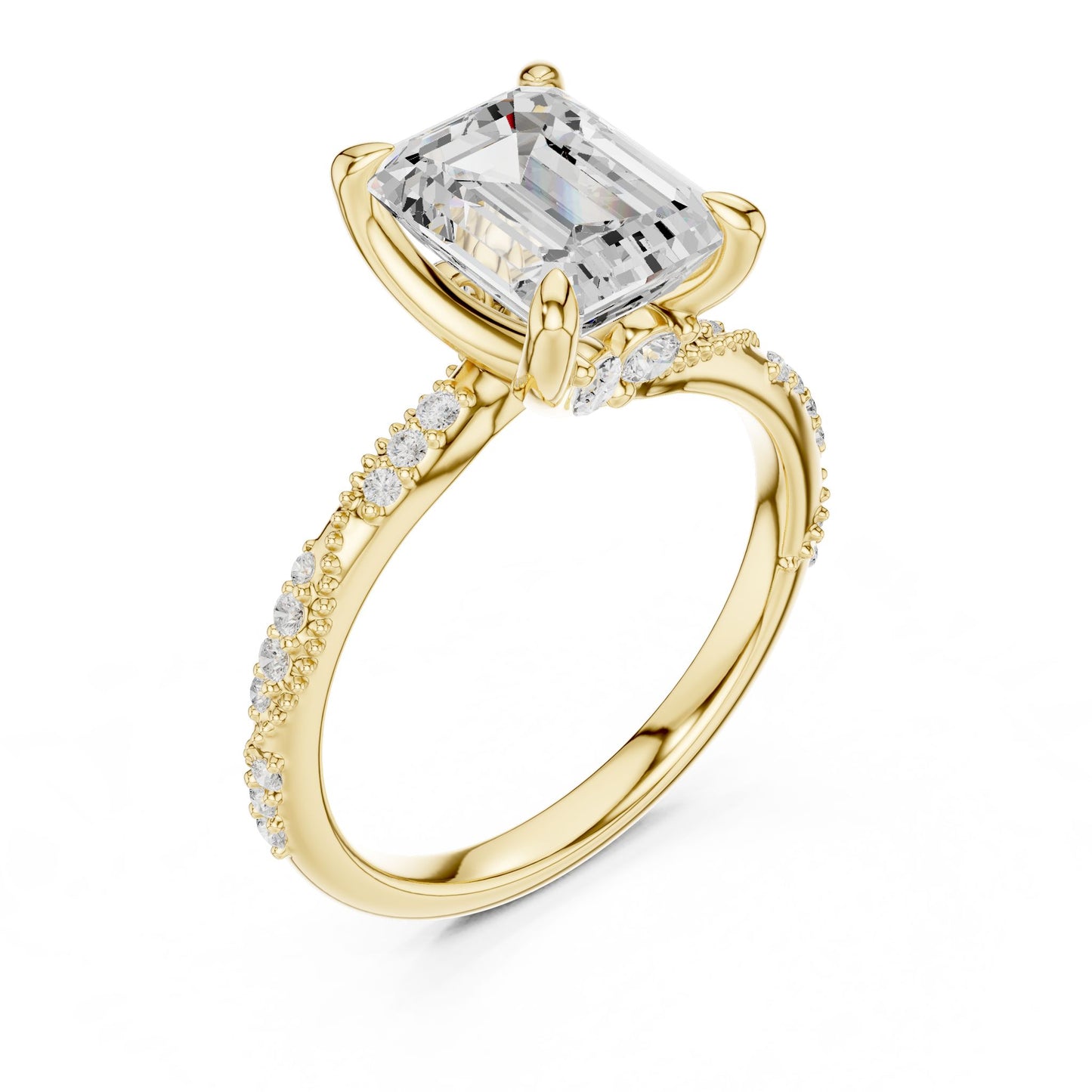Emerald Lab Grown Diamond Pave Engagement Ring