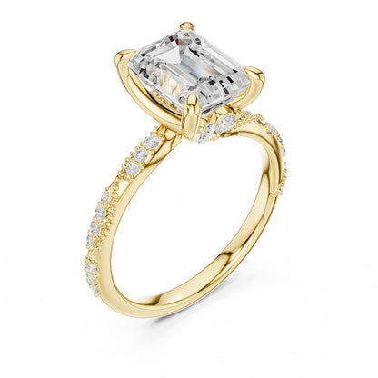 Emerald Lab Grown Diamond Pave Engagement Ring