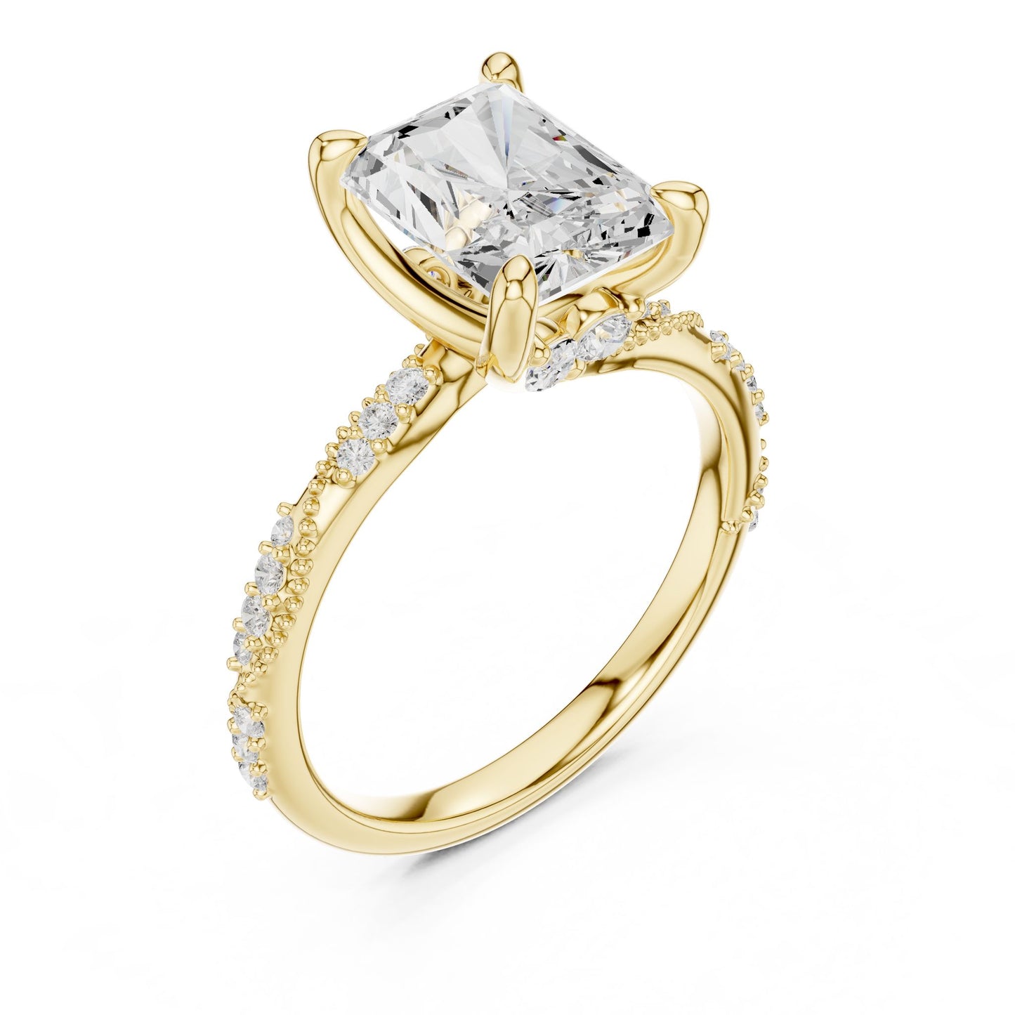 Emerald Lab Grown Diamond Pave Engagement Ring