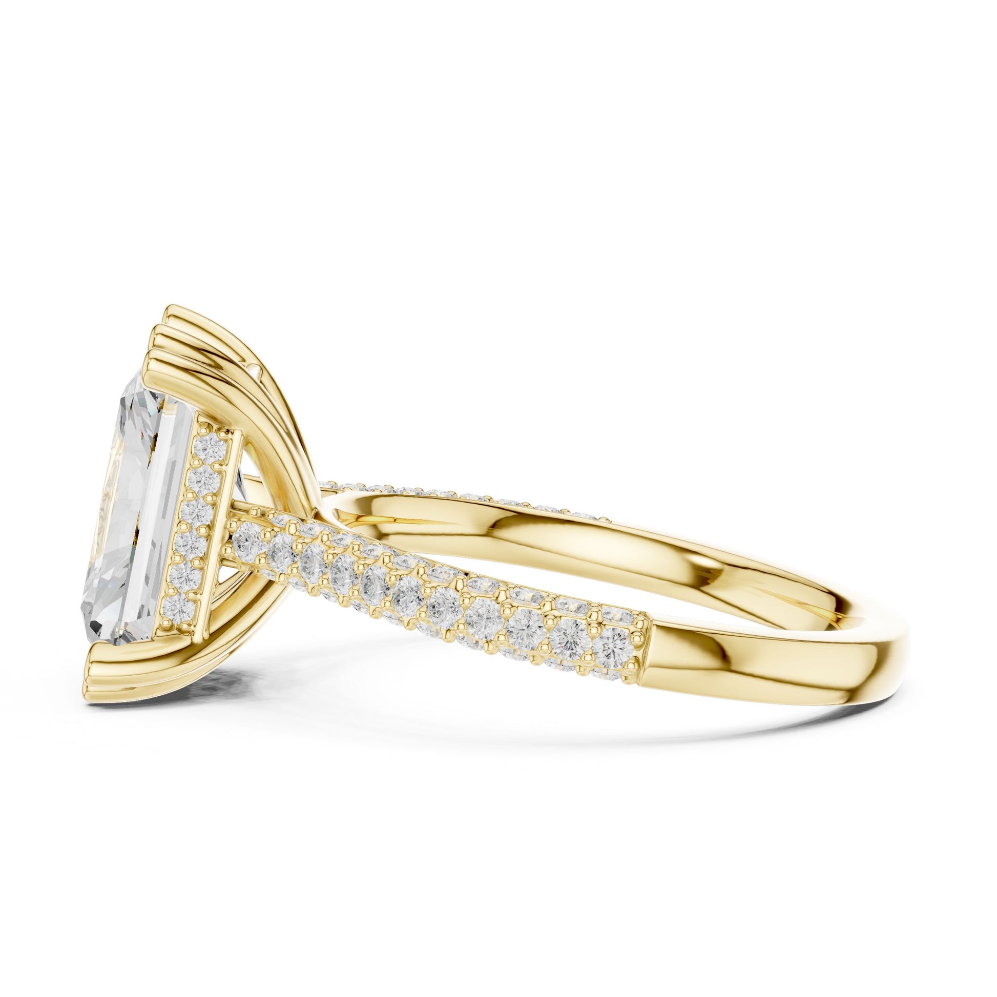 Emerald Lab Grown Diamond Pave Engagement Ring