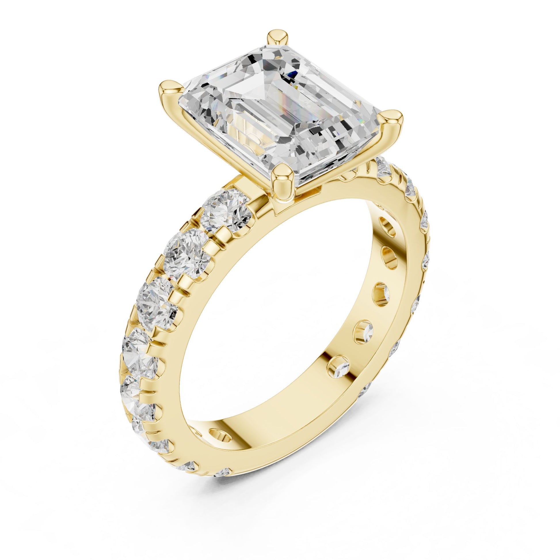 Emerald Lab Grown Diamond Pave Engagement Ring