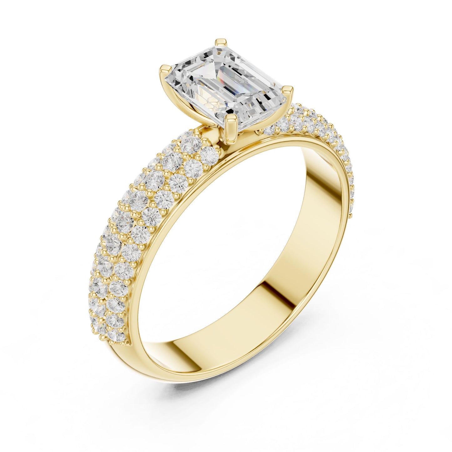 Emerald Lab Grown Diamond Pave Engagement Ring