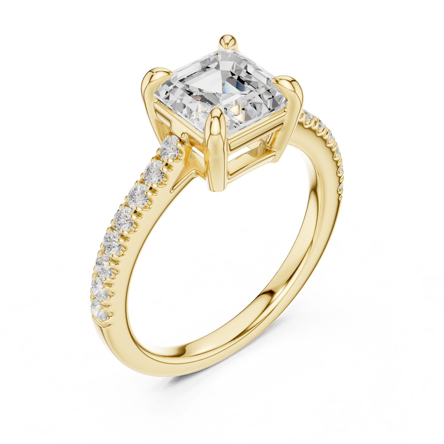 Emerald Lab Grown Diamond Pave Engagement Ring