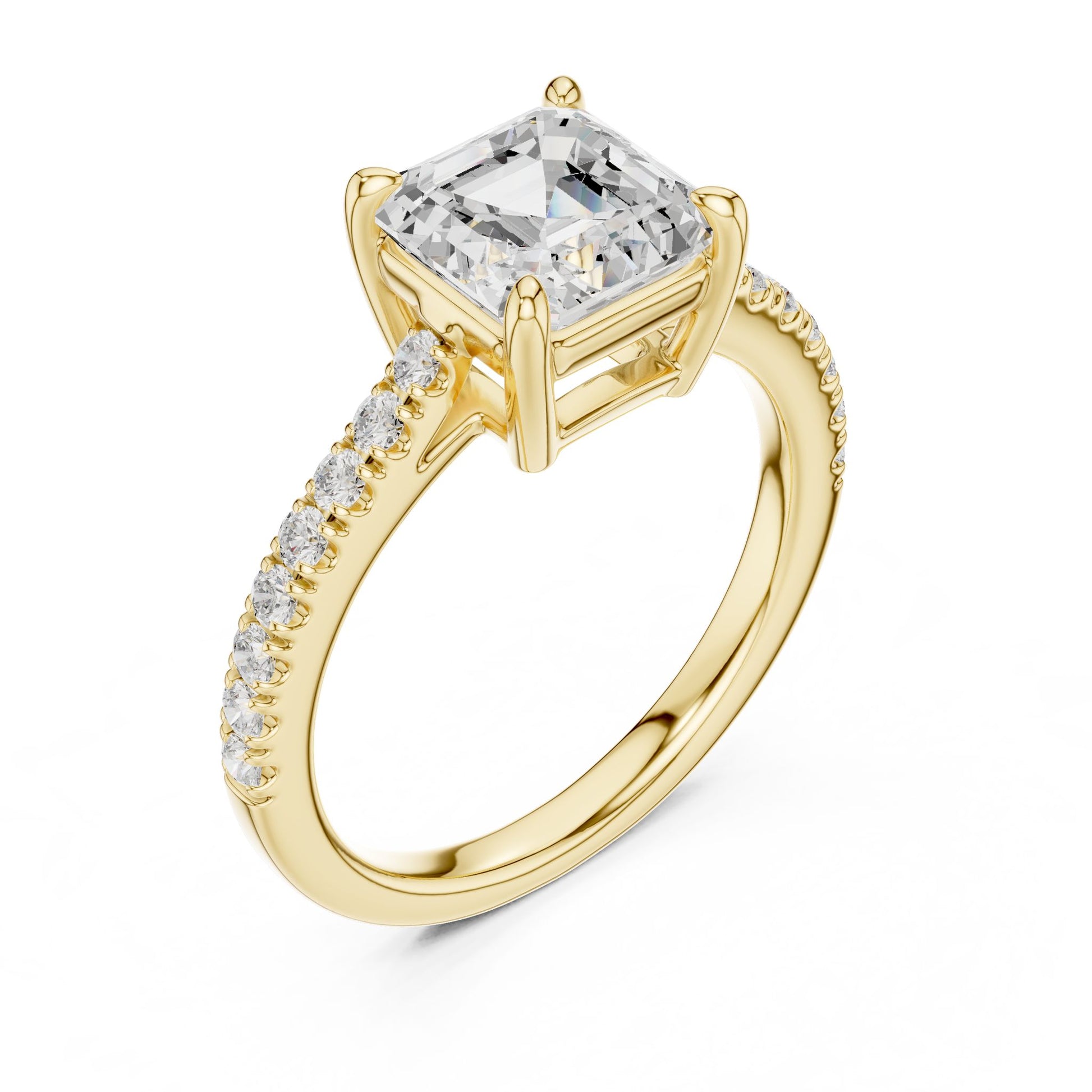 Emerald Lab Grown Diamond Pave Engagement Ring
