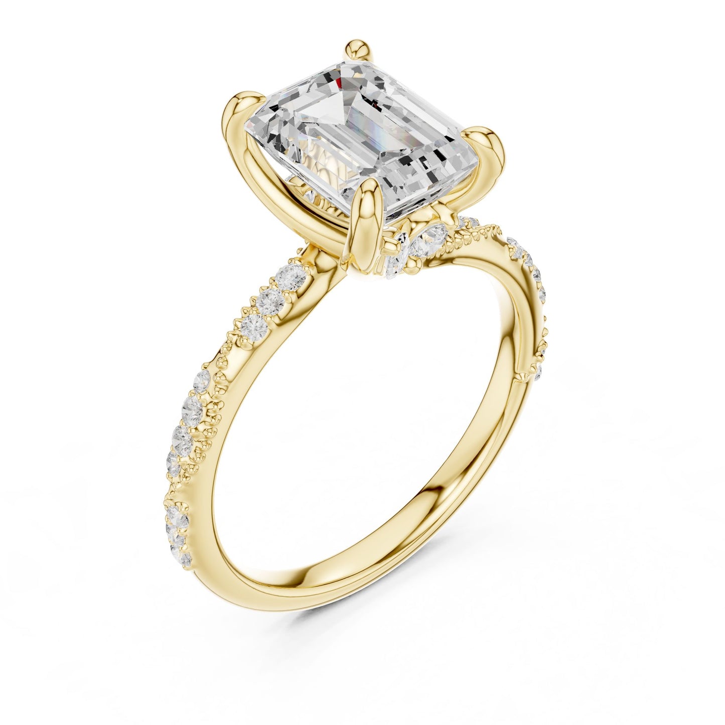 Emerald Lab Grown Diamond Pave Engagement Ring