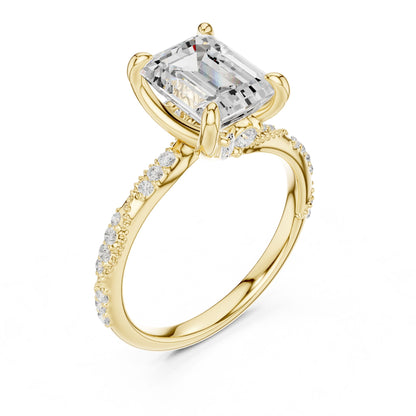 Emerald Lab Grown Diamond Pave Engagement Ring