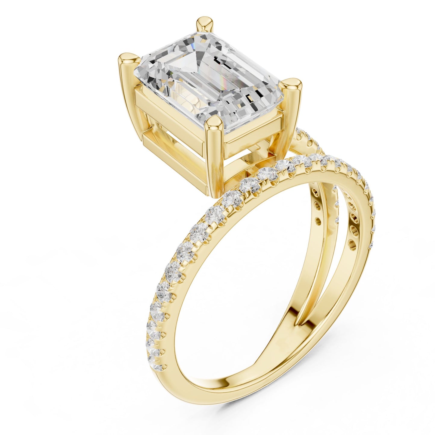 Emerald Lab Grown Diamond Pave Engagement Ring