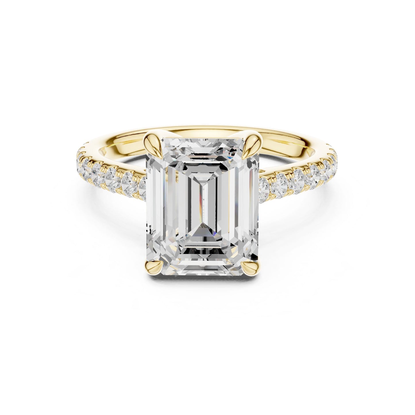 Emerald Lab Grown Diamond Pave Engagement Ring