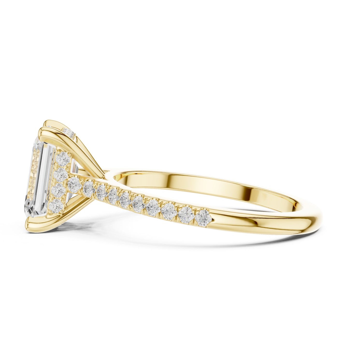 Emerald Lab Grown Diamond Pave Engagement Ring