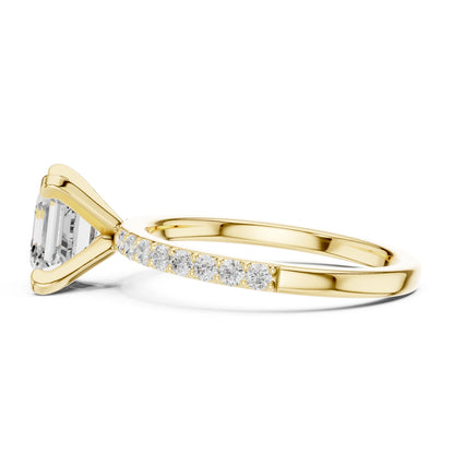 Emerald Lab Grown Diamond Pave Engagement Ring