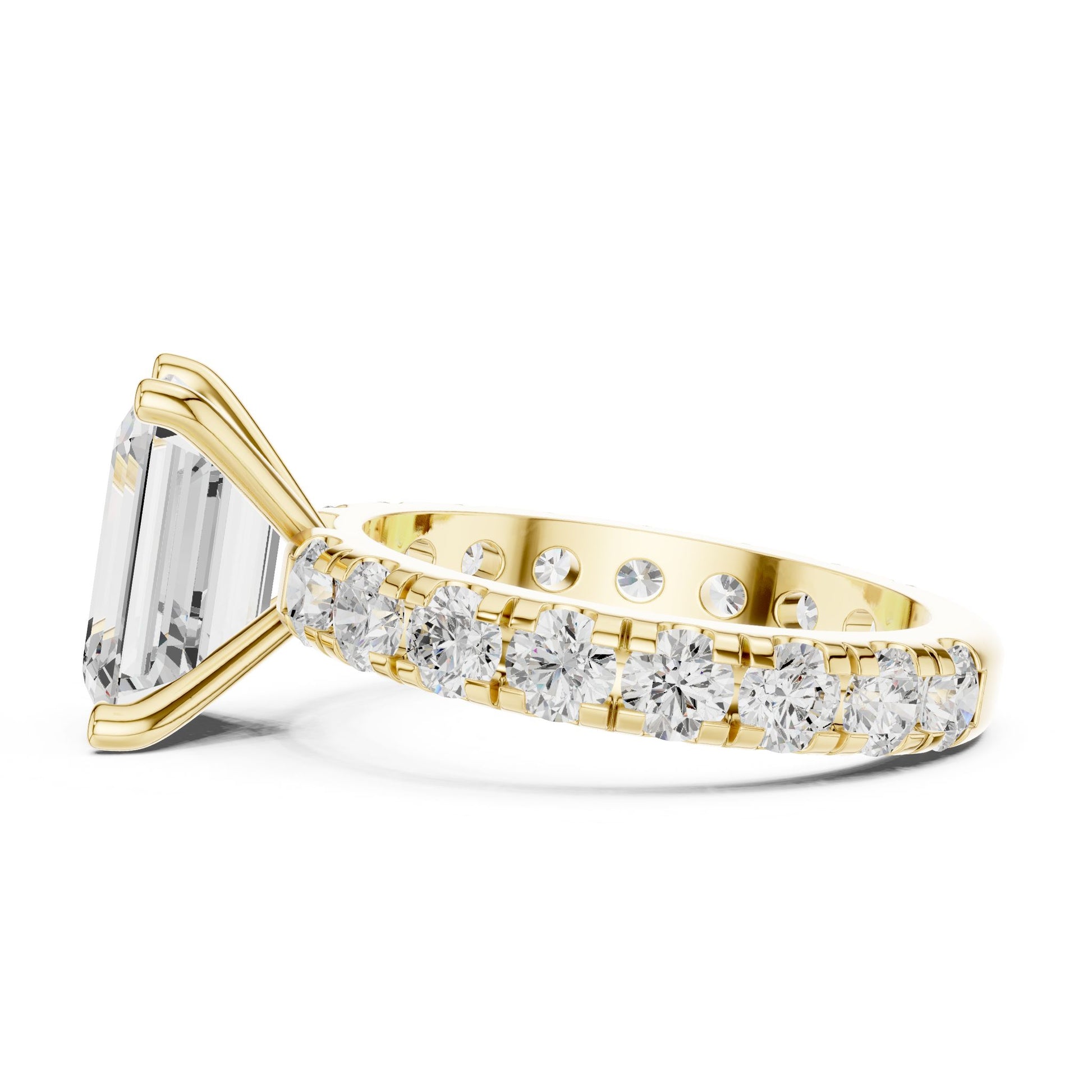 Emerald Lab Grown Diamond Pave Engagement Ring