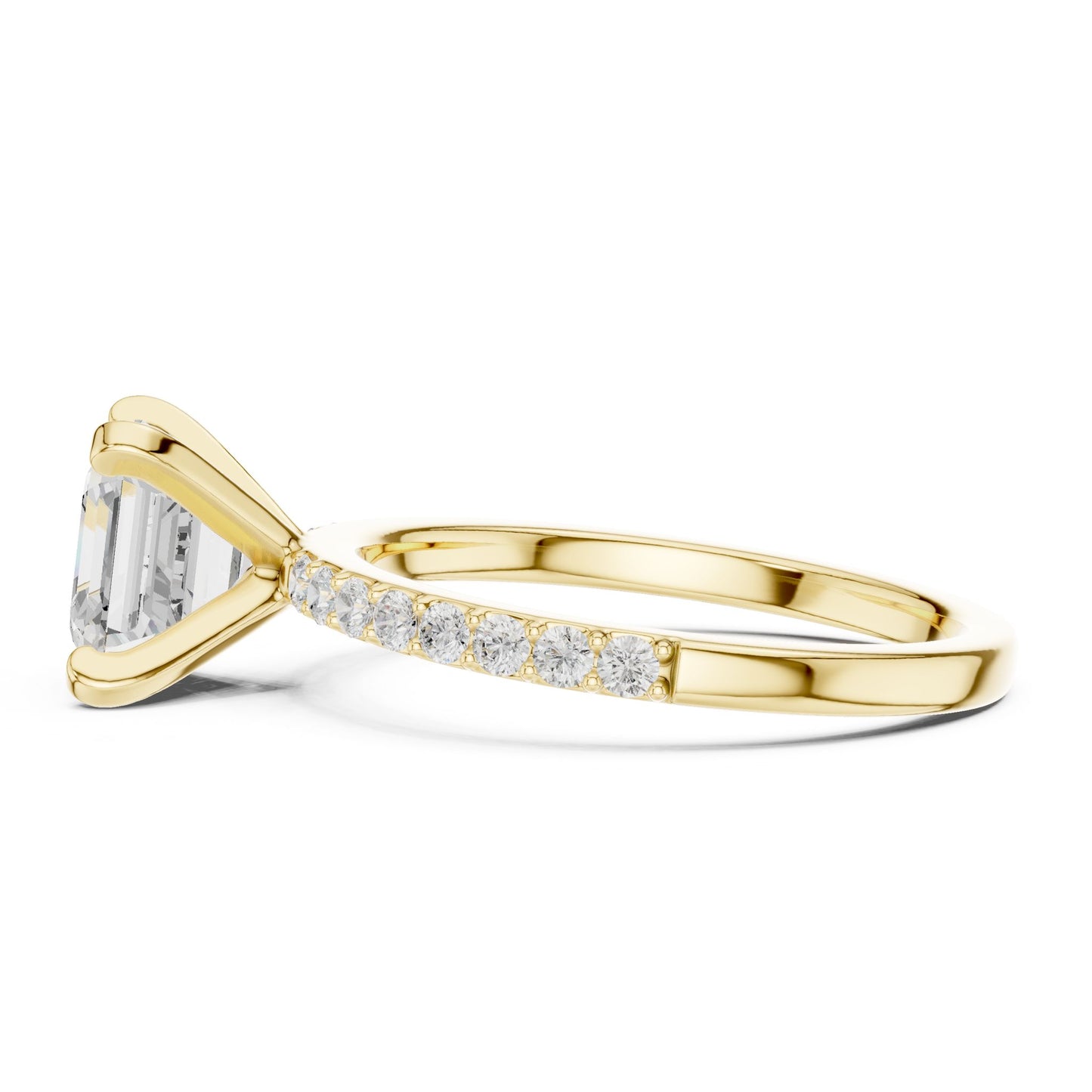 Emerald Lab Grown Diamond Pave Engagement Ring
