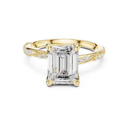 Emerald Lab Grown Diamond Pave Engagement Ring