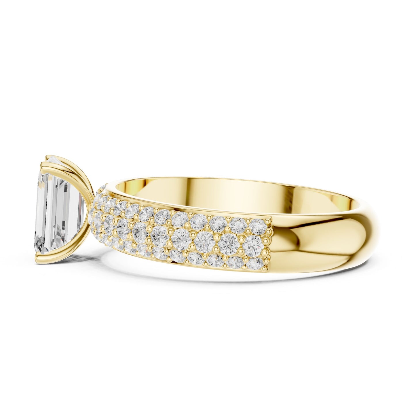 Emerald Lab Grown Diamond Pave Engagement Ring