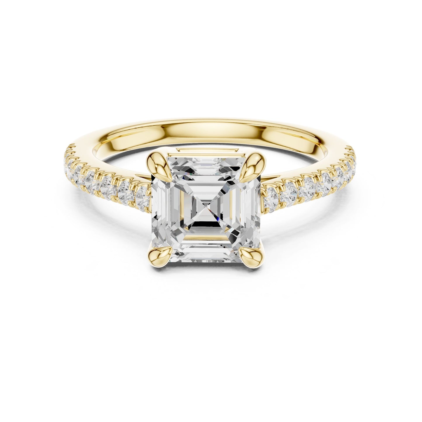 Emerald Lab Grown Diamond Pave Engagement Ring