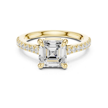 Emerald Lab Grown Diamond Pave Engagement Ring