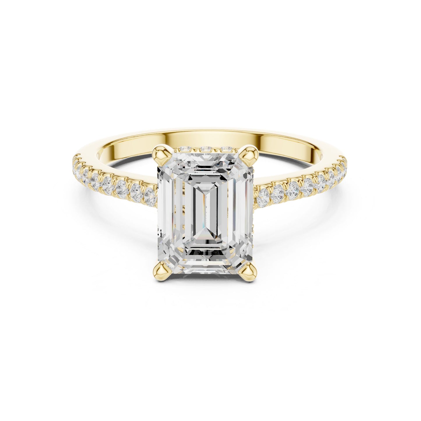 Emerald Lab Grown Diamond Pave Engagement Ring
