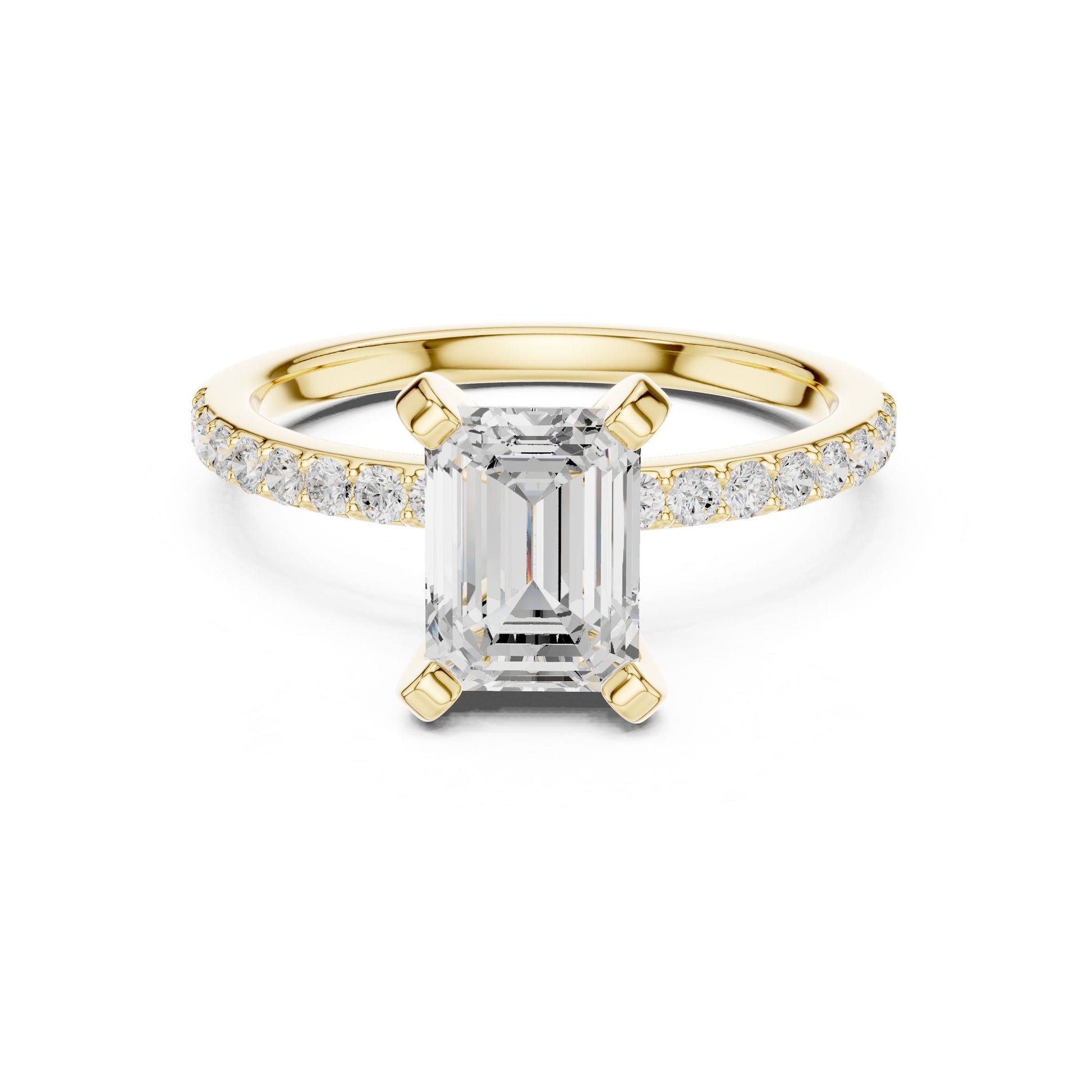 Emerald Lab Grown Diamond Pave Engagement Ring