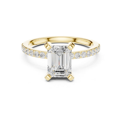 Emerald Lab Grown Diamond Pave Engagement Ring