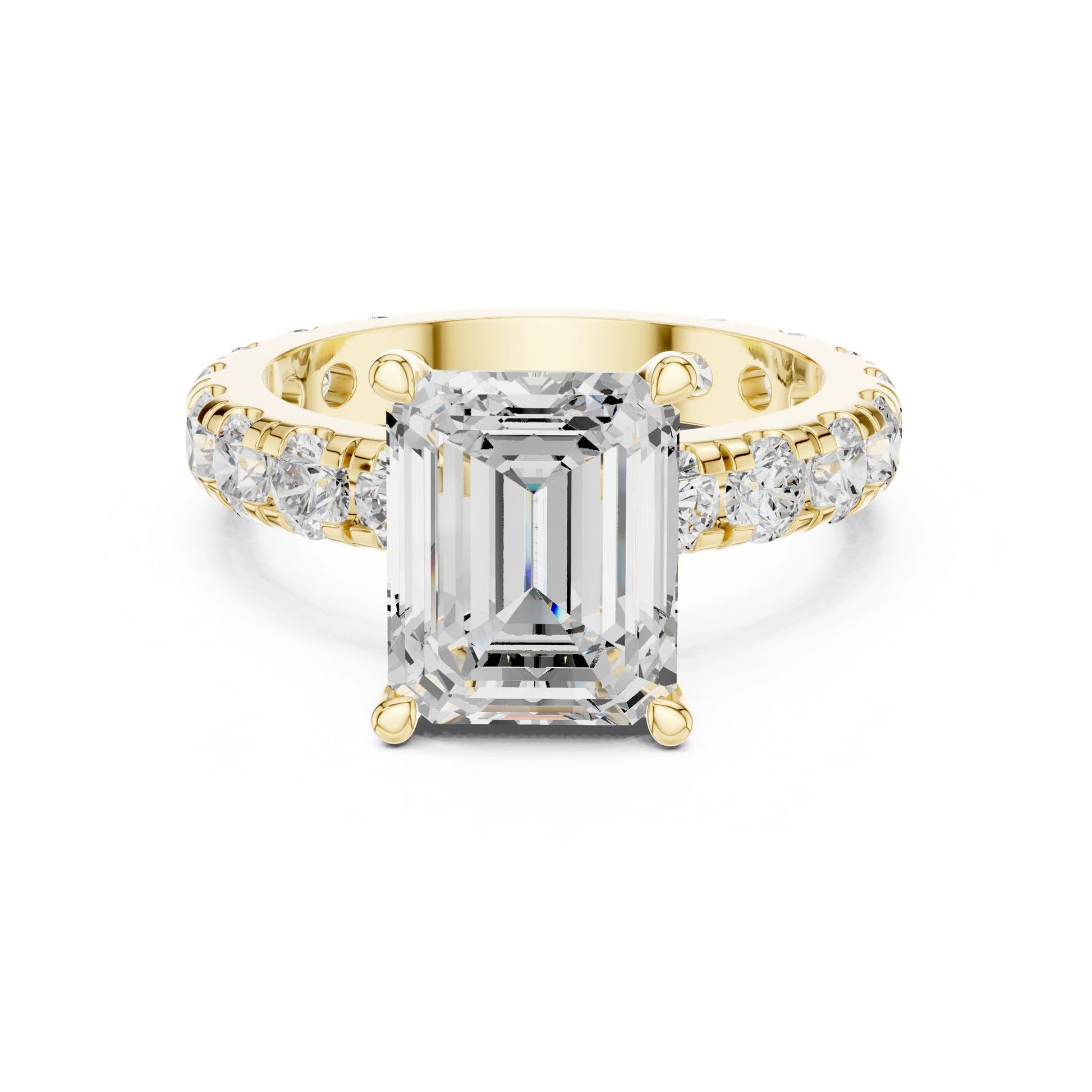 Emerald Lab Grown Diamond Pave Engagement Ring