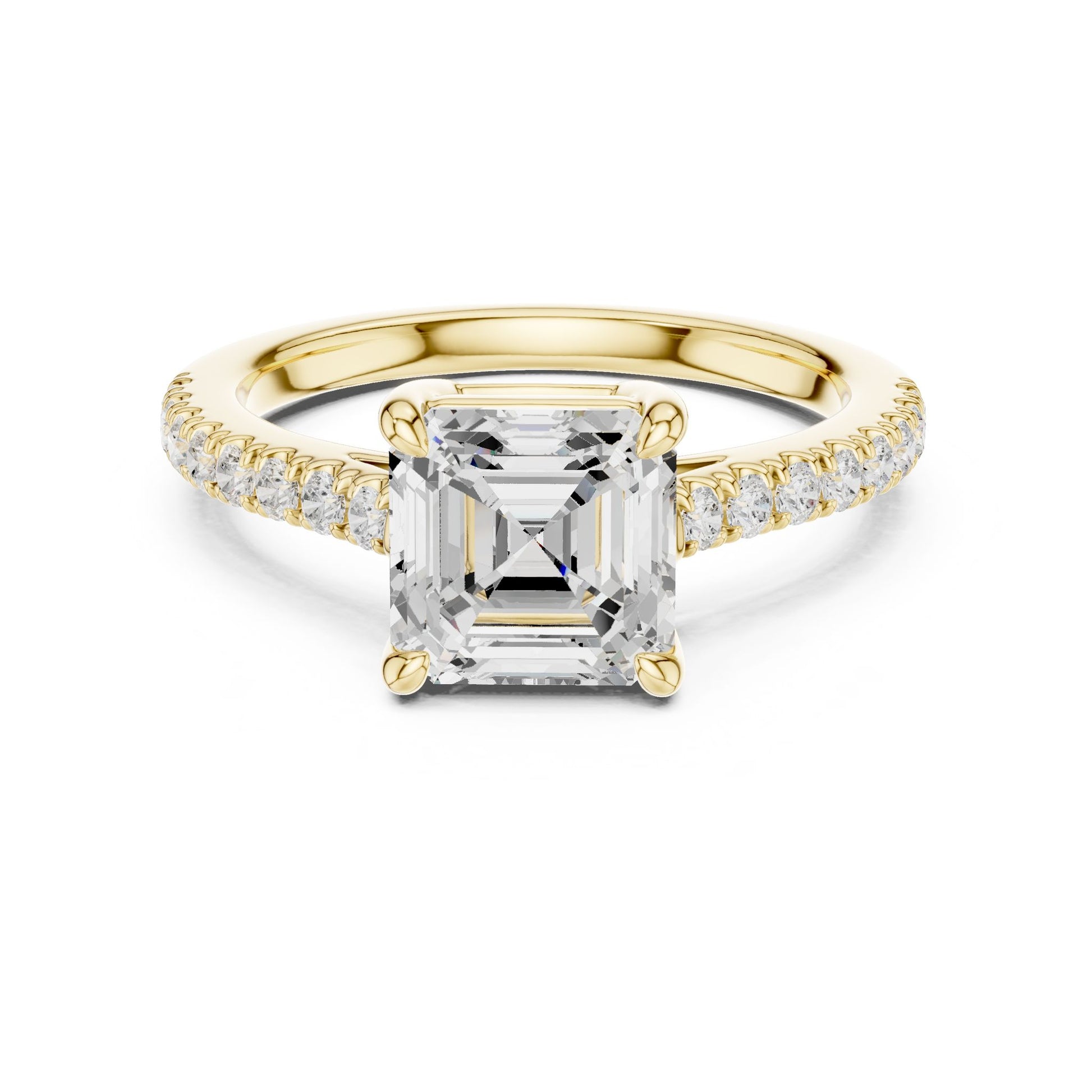 Emerald Lab Grown Diamond Pave Engagement Ring