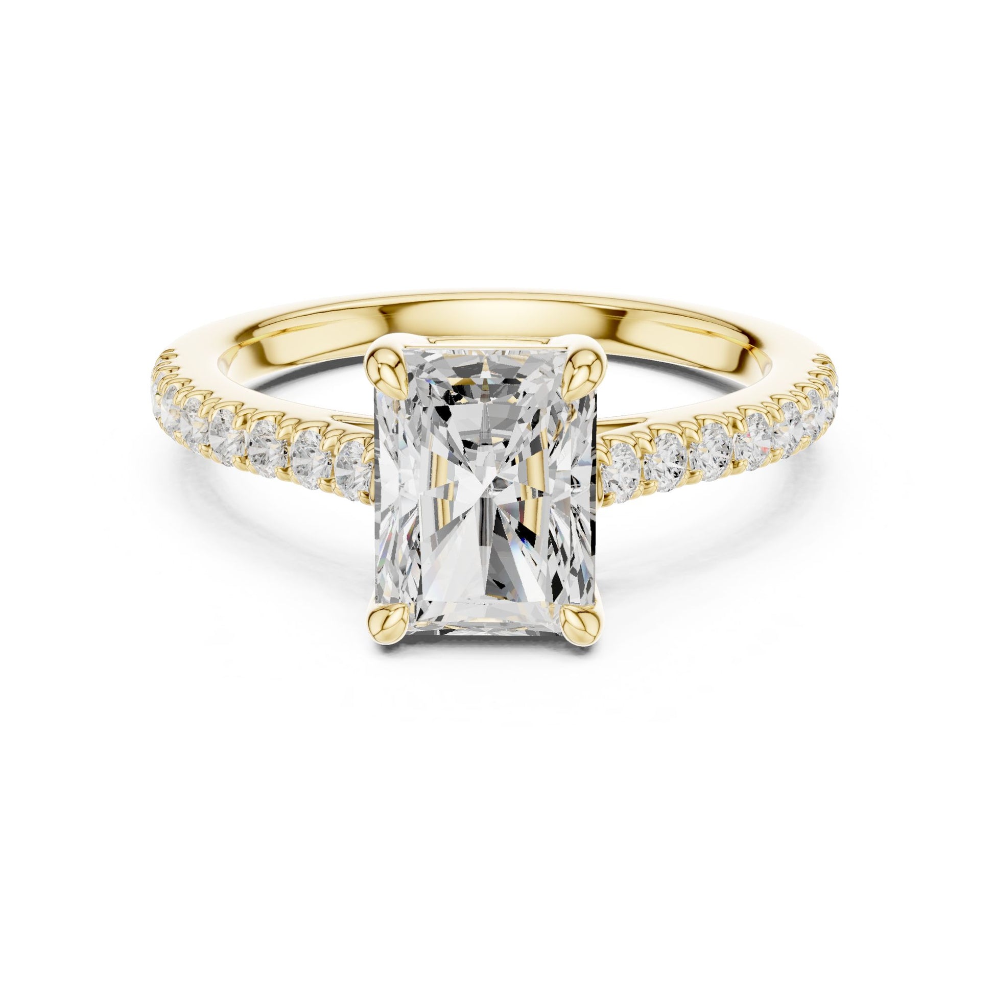 Emerald Lab Grown Diamond Pave Engagement Ring