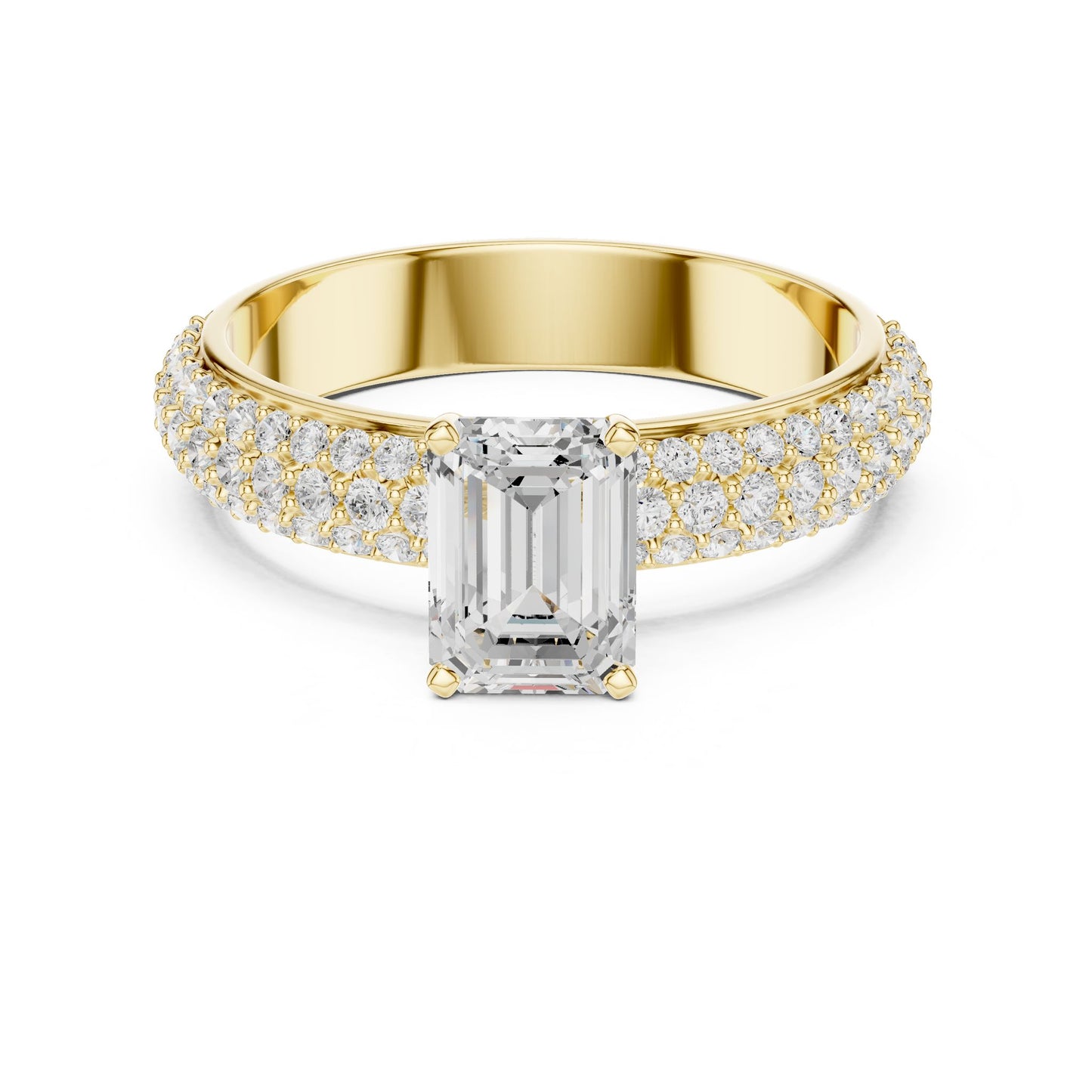 Emerald Lab Grown Diamond Pave Engagement Ring