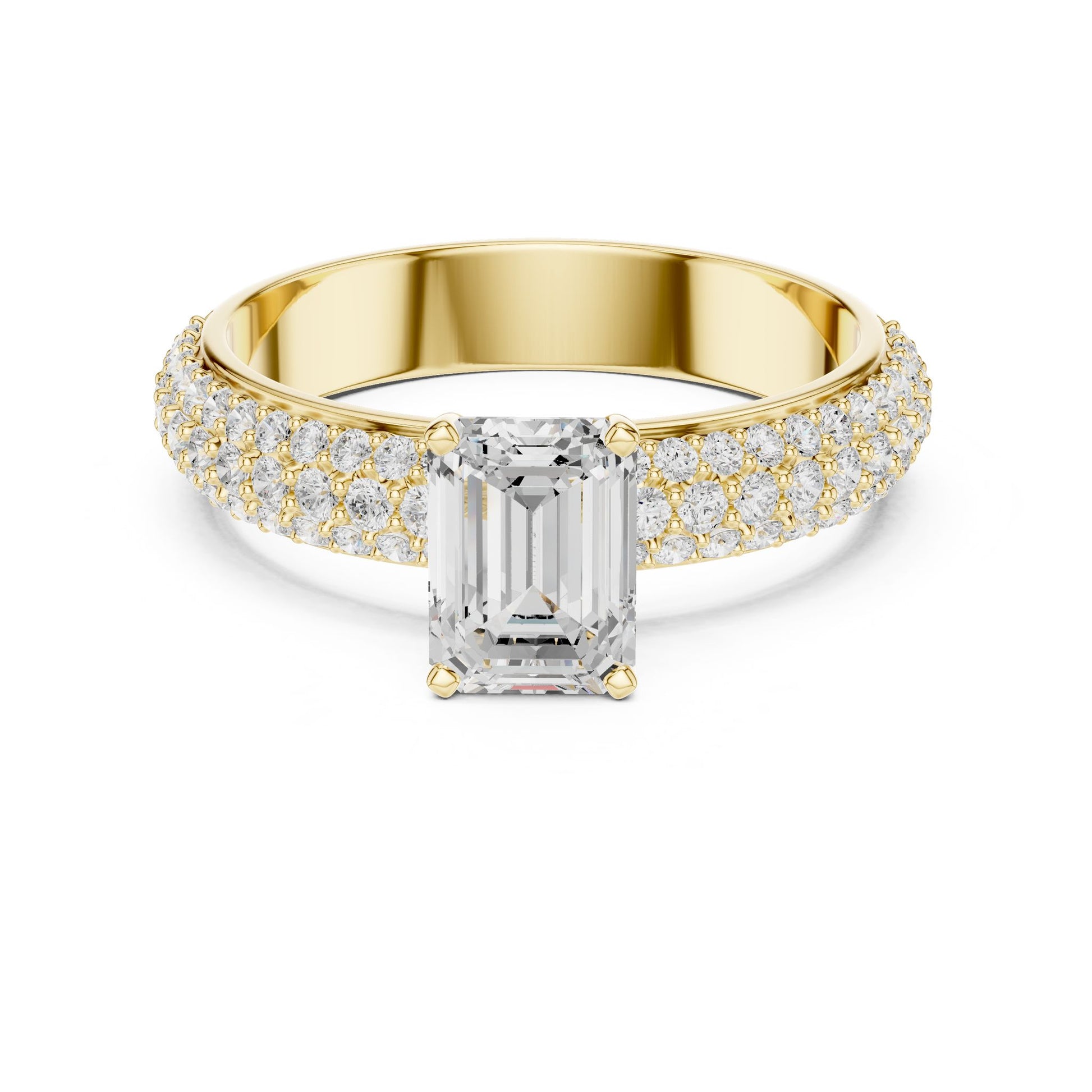 Emerald Lab Grown Diamond Pave Engagement Ring