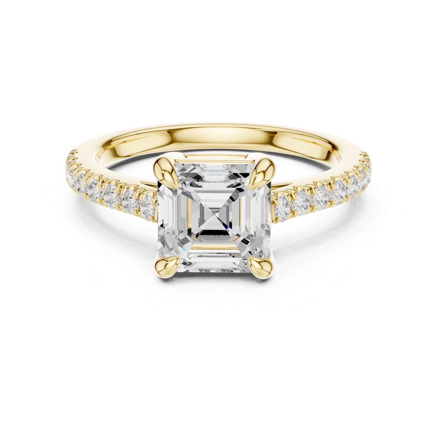 Emerald Lab Grown Diamond Pave Engagement Ring
