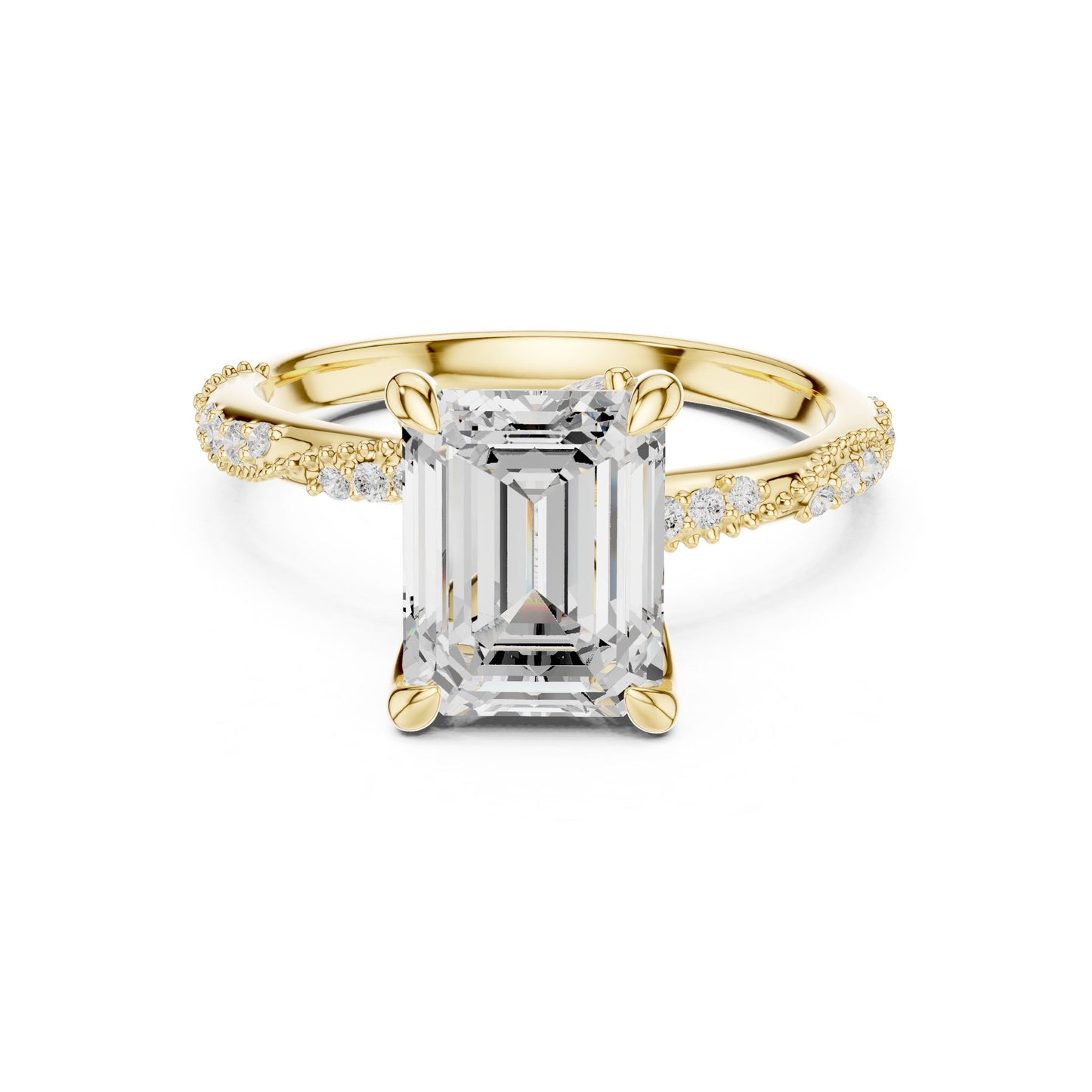 Emerald Lab Grown Diamond Pave Engagement Ring