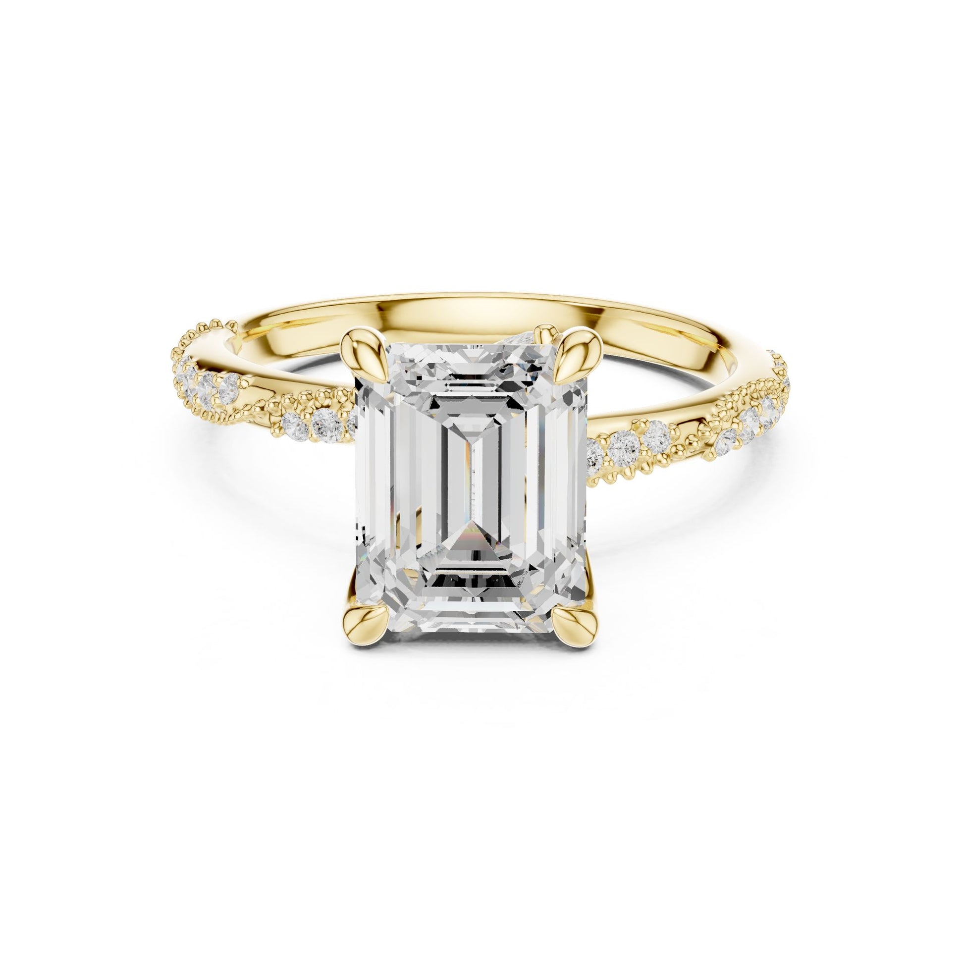 Emerald Lab Grown Diamond Pave Engagement Ring