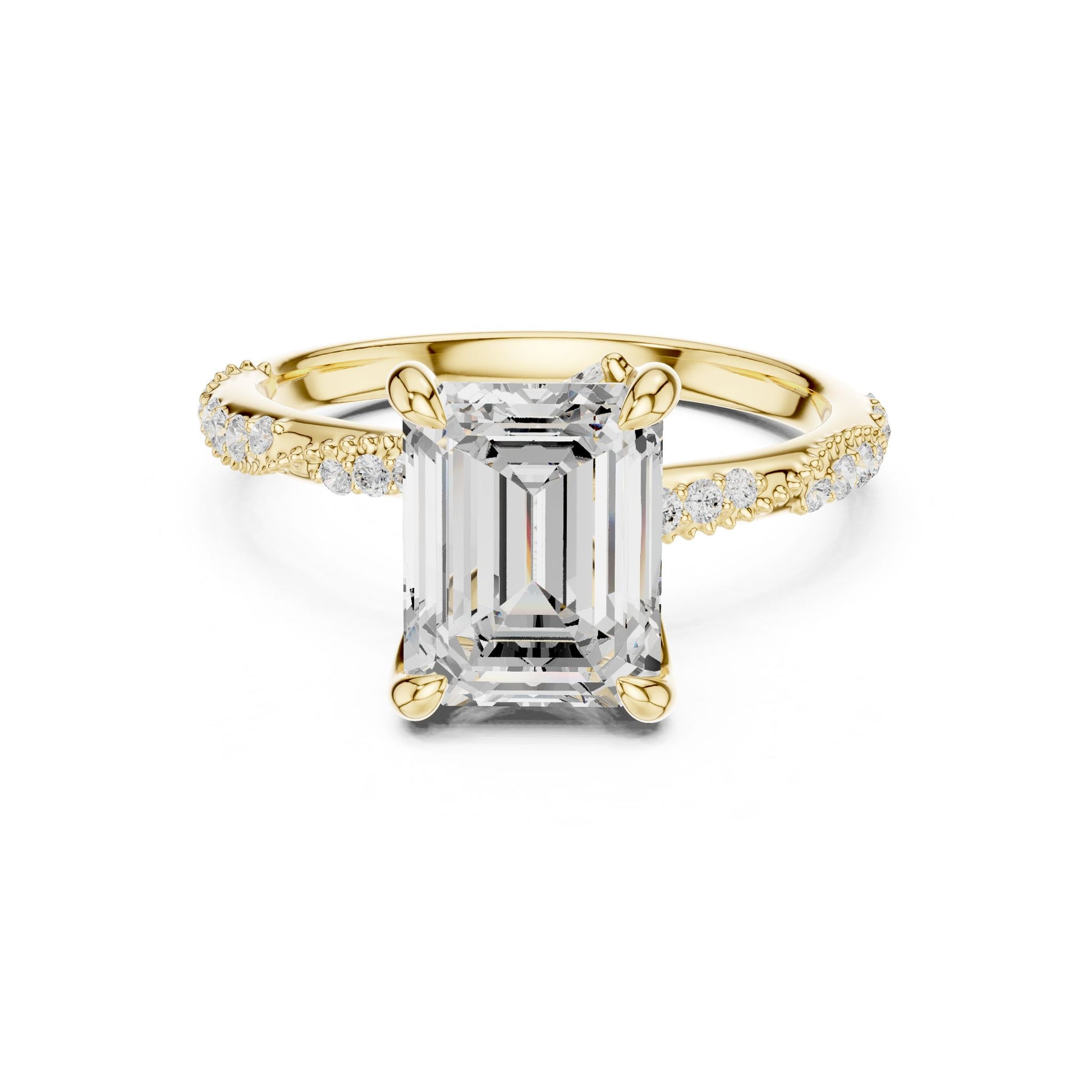 Emerald Lab Grown Diamond Pave Engagement Ring