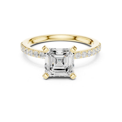 Emerald Lab Grown Diamond Pave Engagement Ring