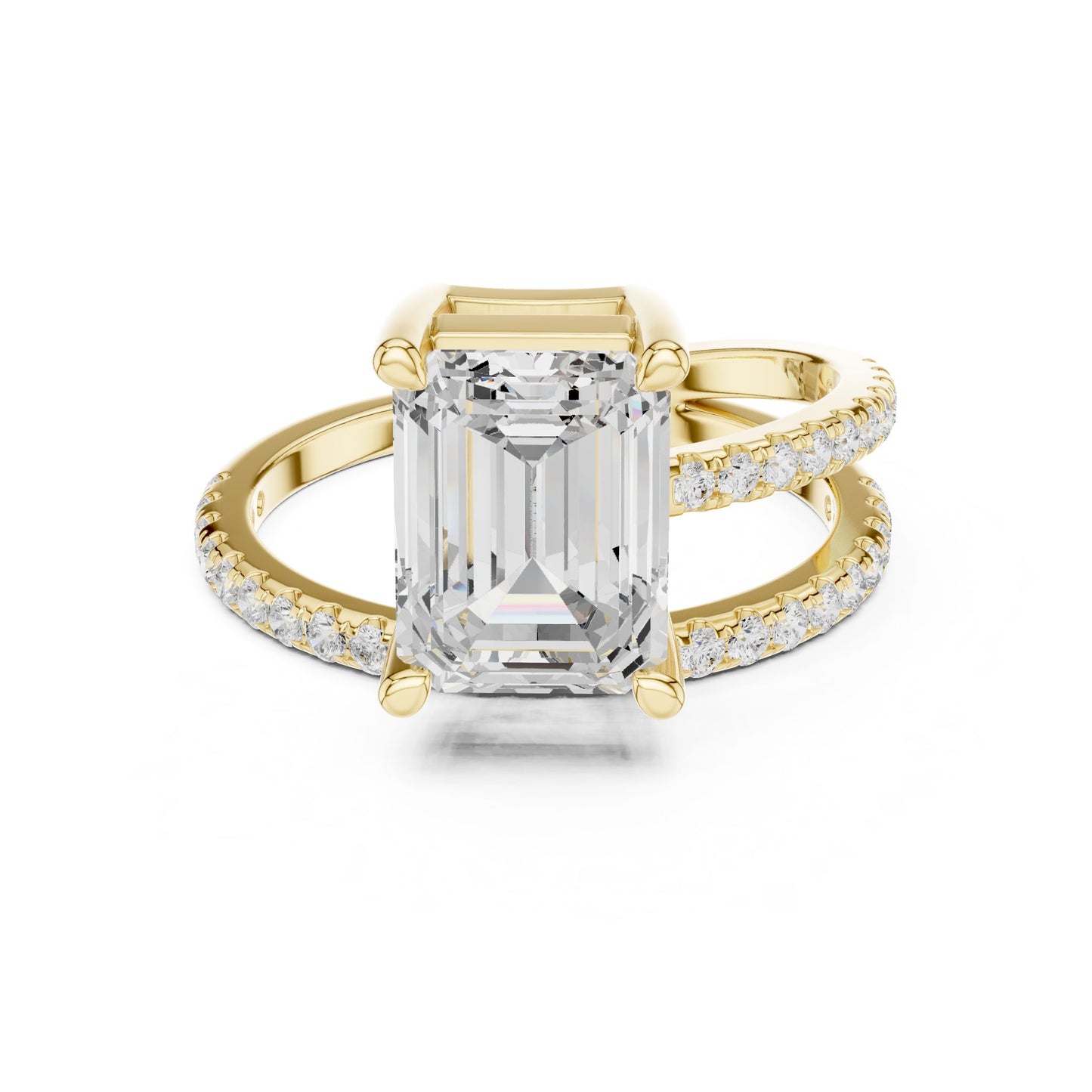 Emerald Lab Grown Diamond Pave Engagement Ring