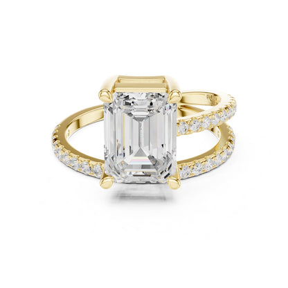 Emerald Lab Grown Diamond Pave Engagement Ring