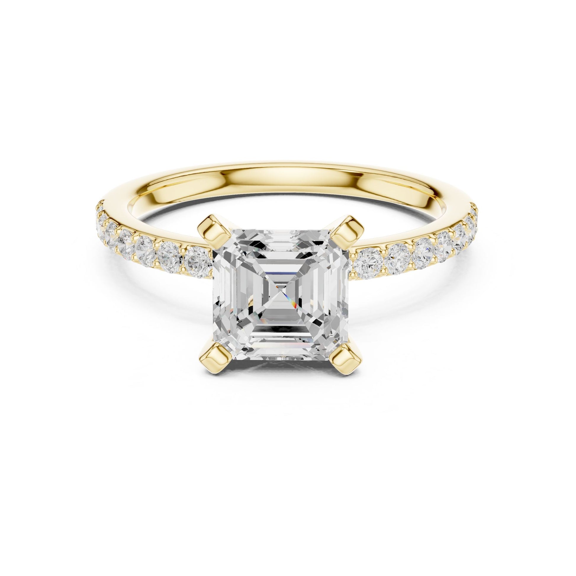 Emerald Lab Grown Diamond Pave Engagement Ring