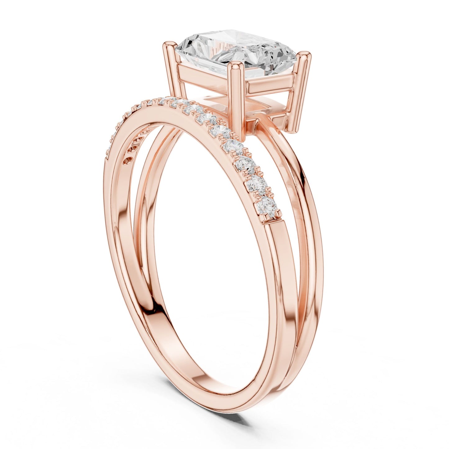 Emerald Lab Grown Diamond Side-Stone Engagement Ring