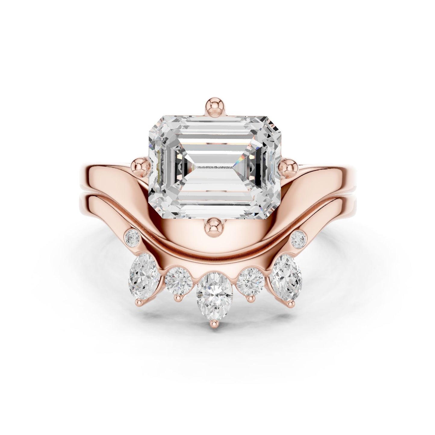 Emerald Lab Grown Diamond Side-Stone Engagement Ring