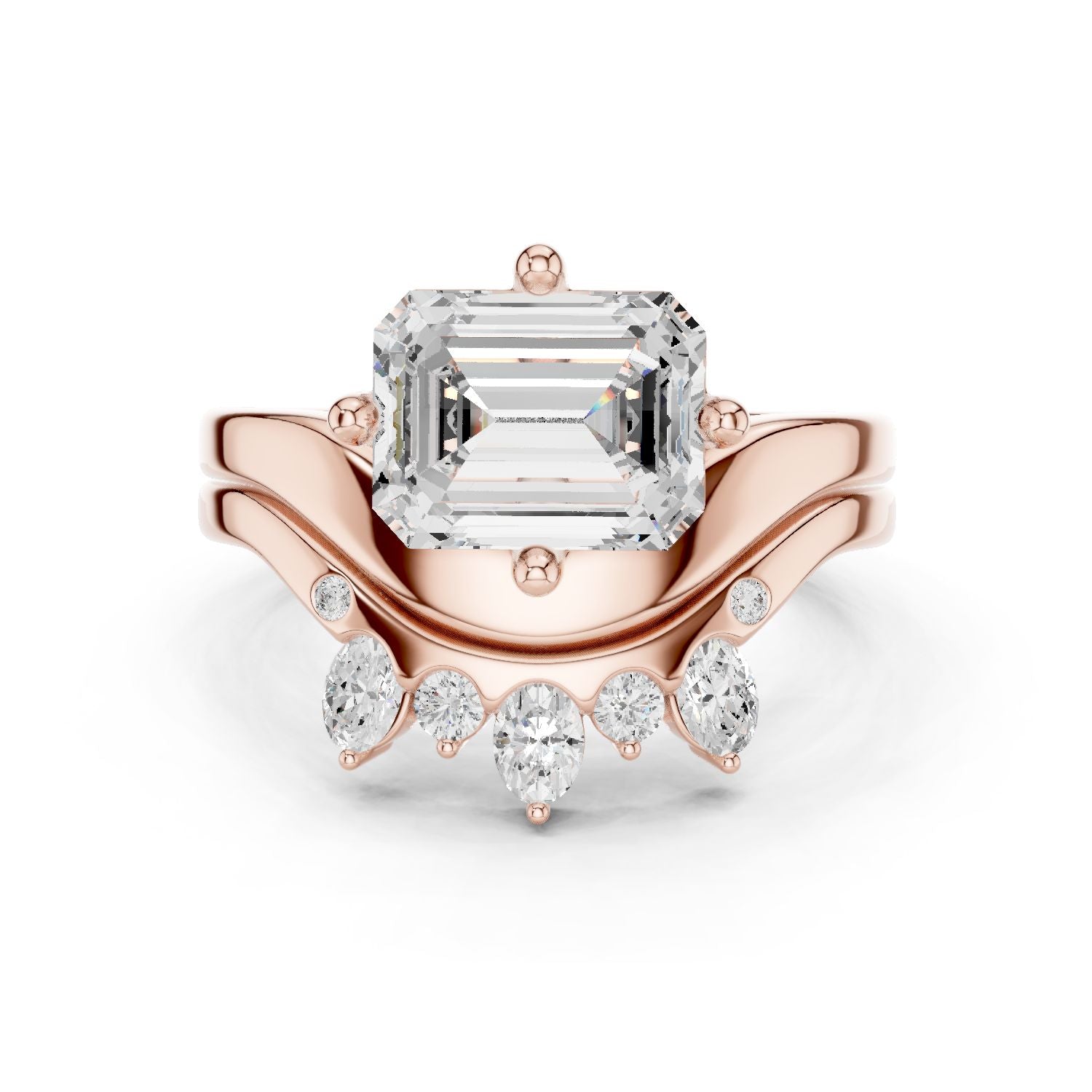 Emerald Lab Grown Diamond Side-Stone Engagement Ring