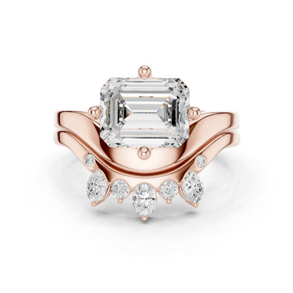 Emerald Lab Grown Diamond Side-Stone Engagement Ring